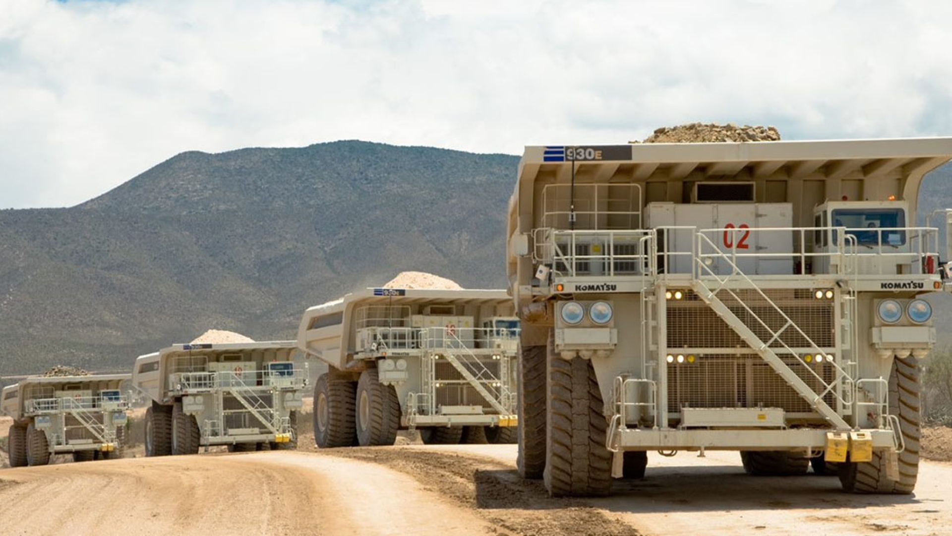 Convoy of mining vehicles