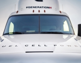 A truck powered by a Cummins' hydrogen fuel cell.