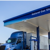 semi parked at natural gas fuel station