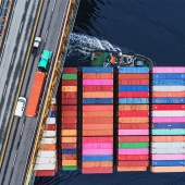 shipping containers from above