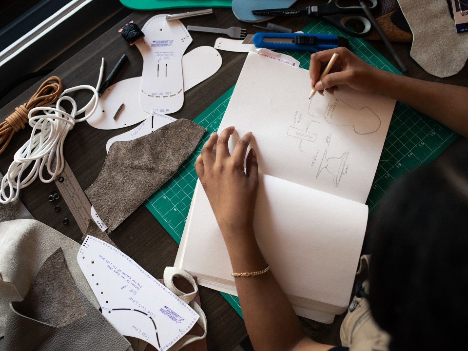 Shavonn creating a mockup of a shoe