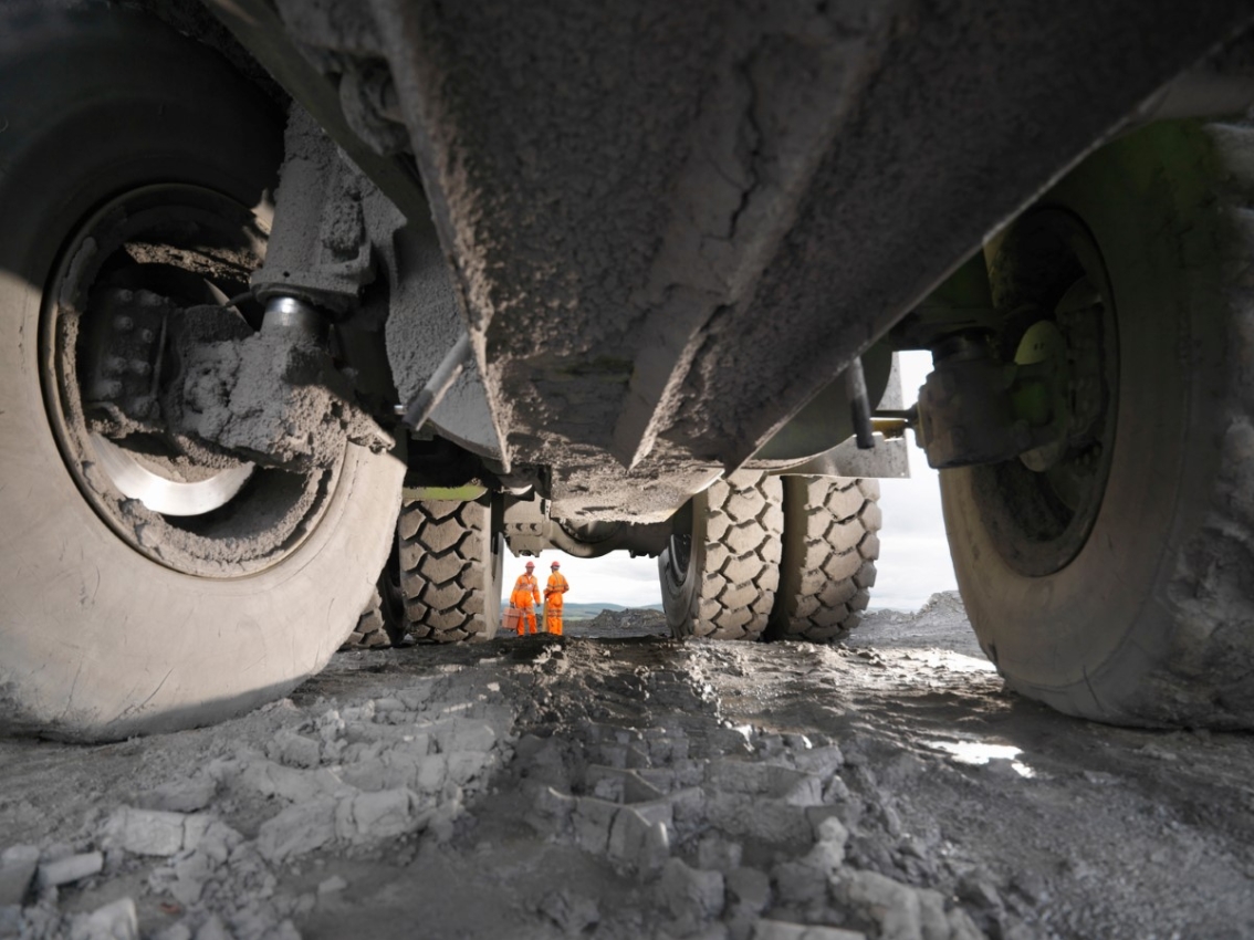 underneath truck for mining