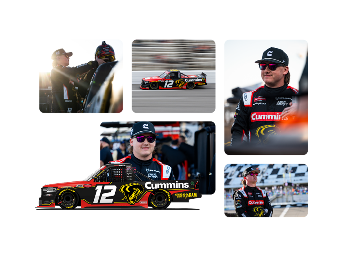 collage of Brenden Queen racing nascar truck series