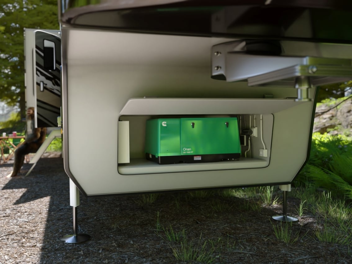 onan rv generator in rv camper compartment