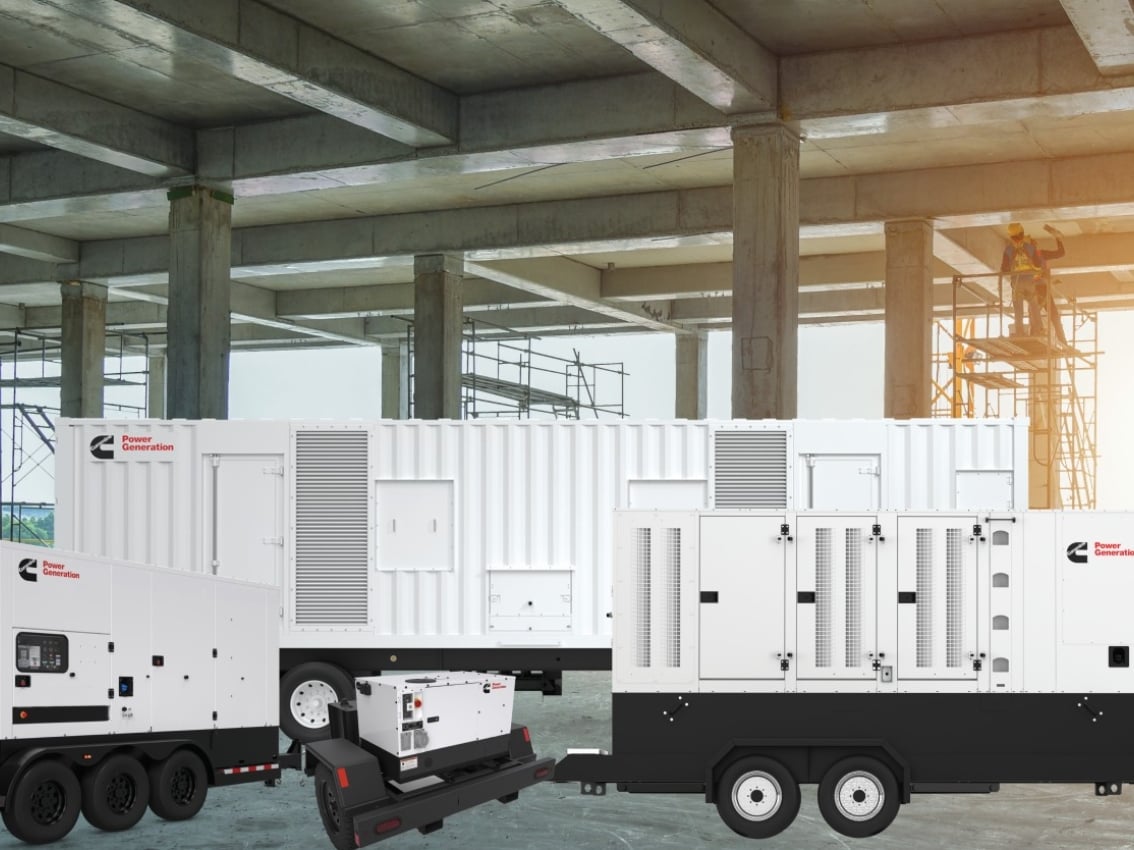 Cummins rental power generation product line on a construction site